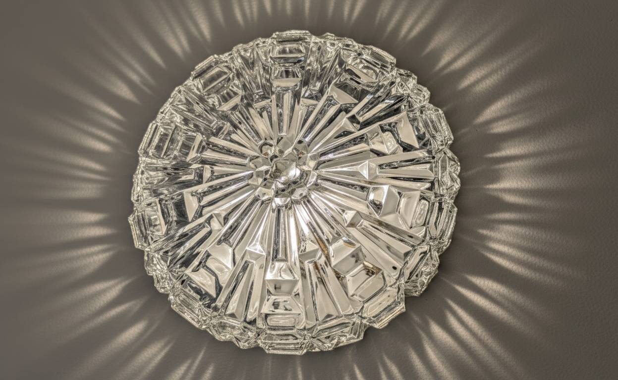 Pair of Space Age ceiling lights in sculpted glass – 1960s design