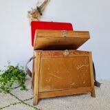 Fisherman stool old wood and imitation leather