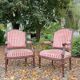 Pair of Louis XVI Style Mahogany Flat Back Armchairs, 19th Century