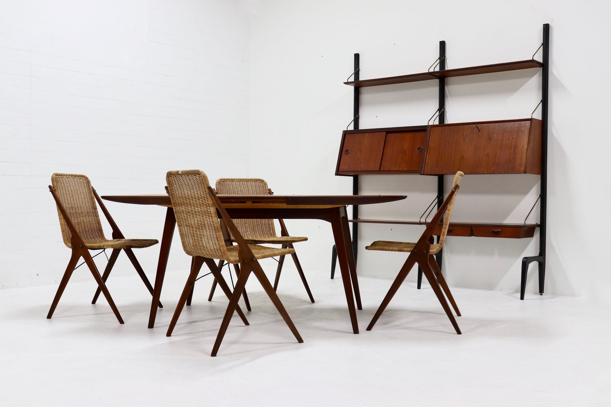 Teak Wall Unit by Louis van Teeffelen for WeBe 1950's