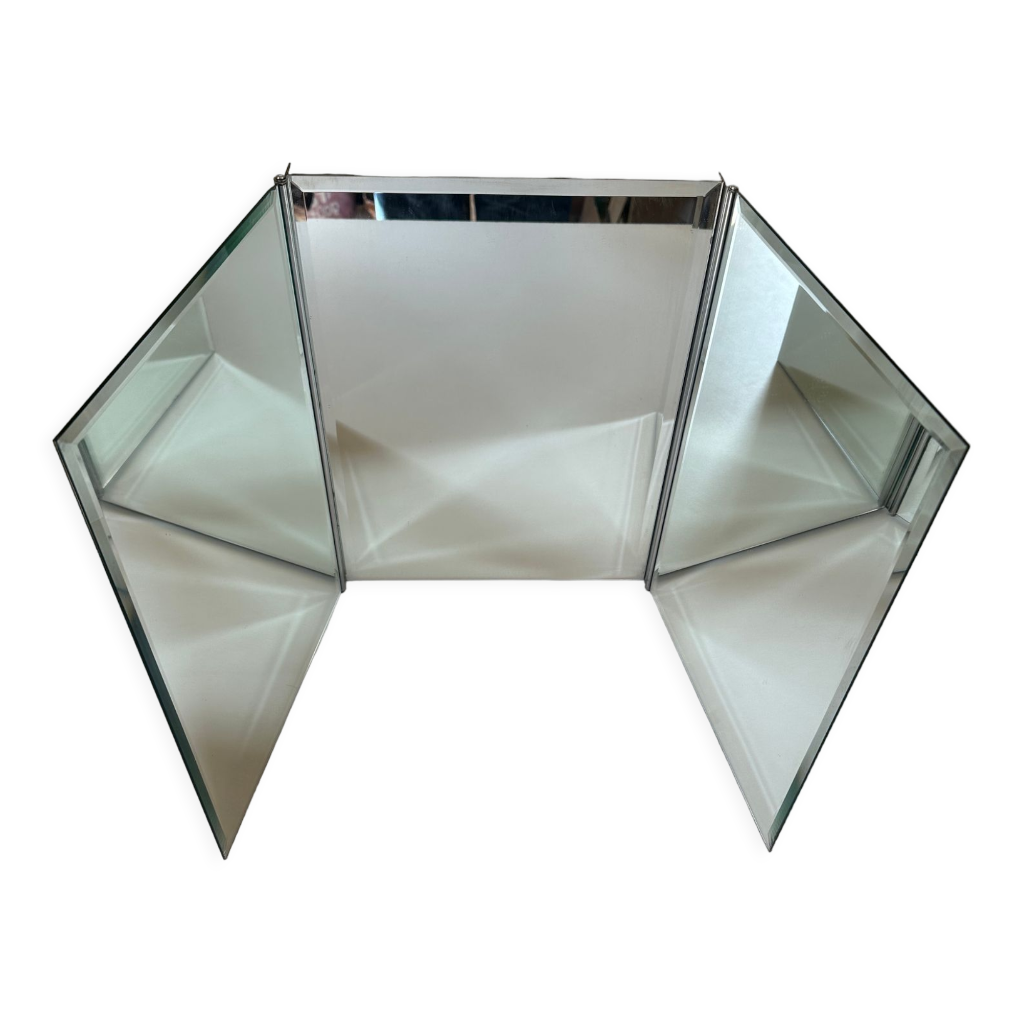 Modernist triptych mirror vintage design 70s