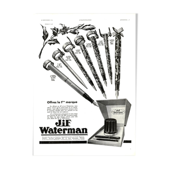 Affiche vintage années 30 Stylo Jif Waterman