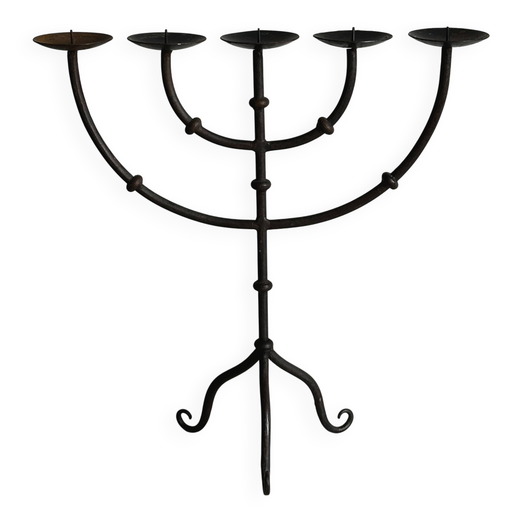 5-arm black metal candlestick
