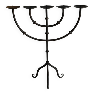 5-arm black metal candlestick