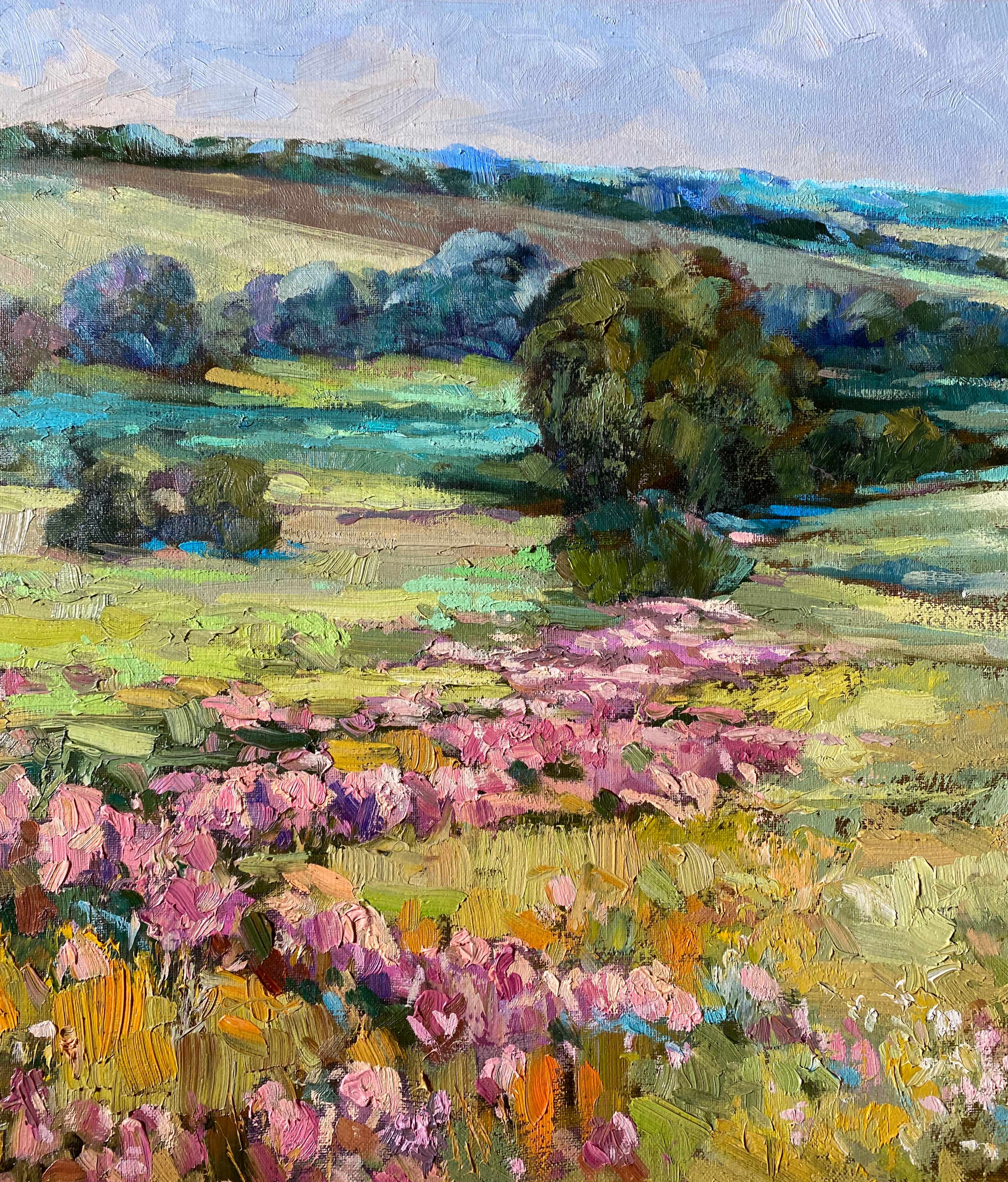 Table HST "Flower Fields" Ukrainian School XX° signed + frame