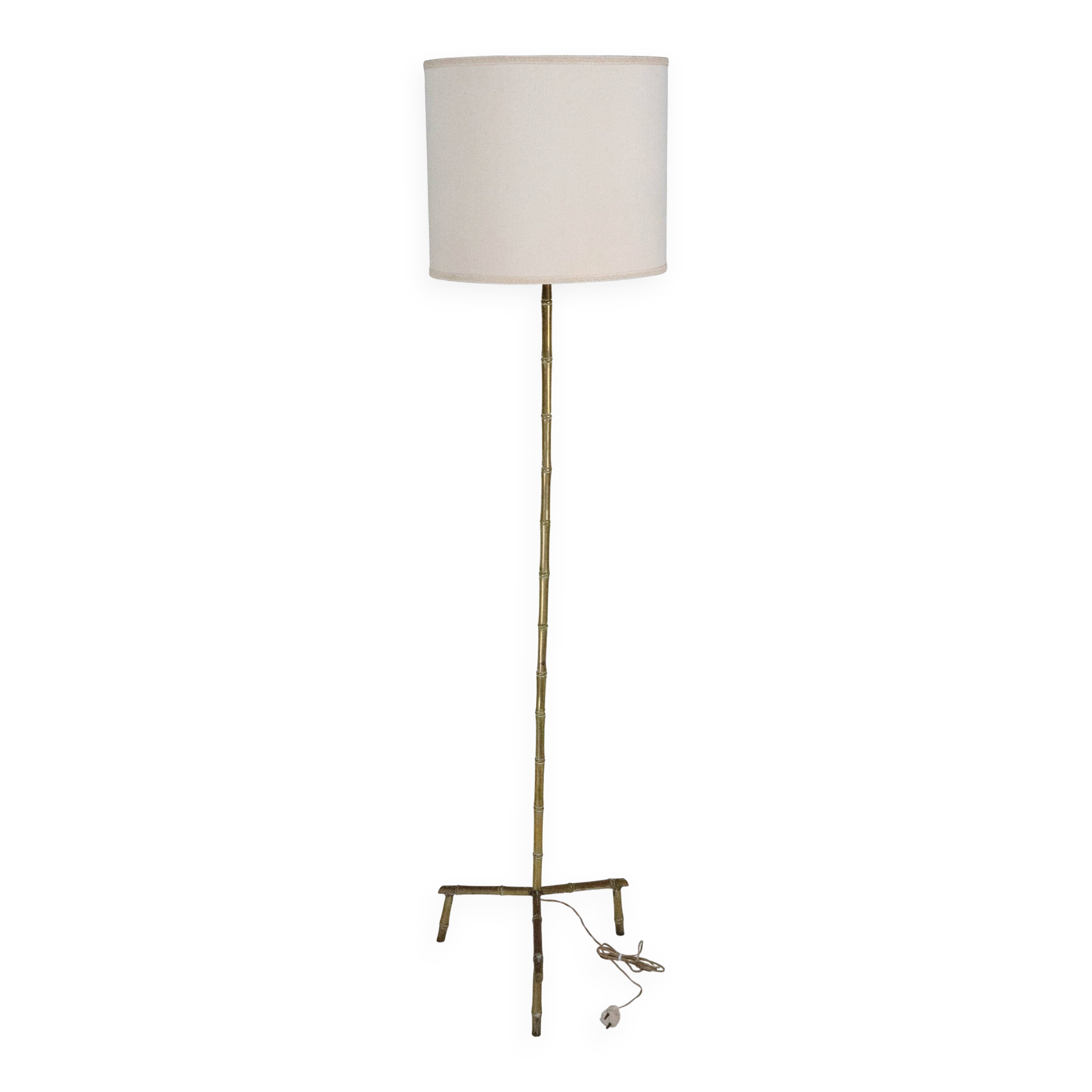 Mid-Century Italian Solid Brass Faux Bamboo Floor Lamp, 1960s