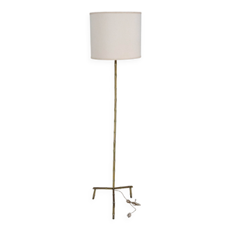 Mid-Century Italian Solid Brass Faux Bamboo Floor Lamp, 1960s