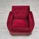 Chaise longue danoise des années 1970, état d'origine, tissu velours rouge cerise.