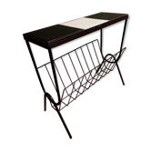 Porte revues table d'appoint bout de canapé acier céramique moderniste vintage