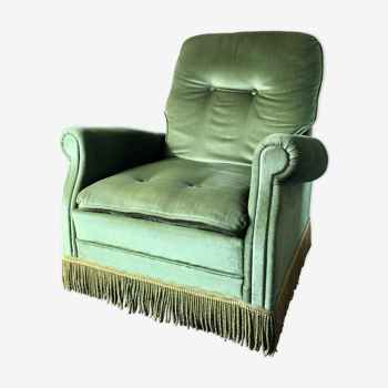 Vintage armchair in green velvet