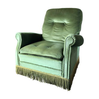 Fauteuil vintage en velours vert