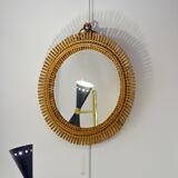 Sun mirror in rattan and bamboo, Italy 1960's 53cm