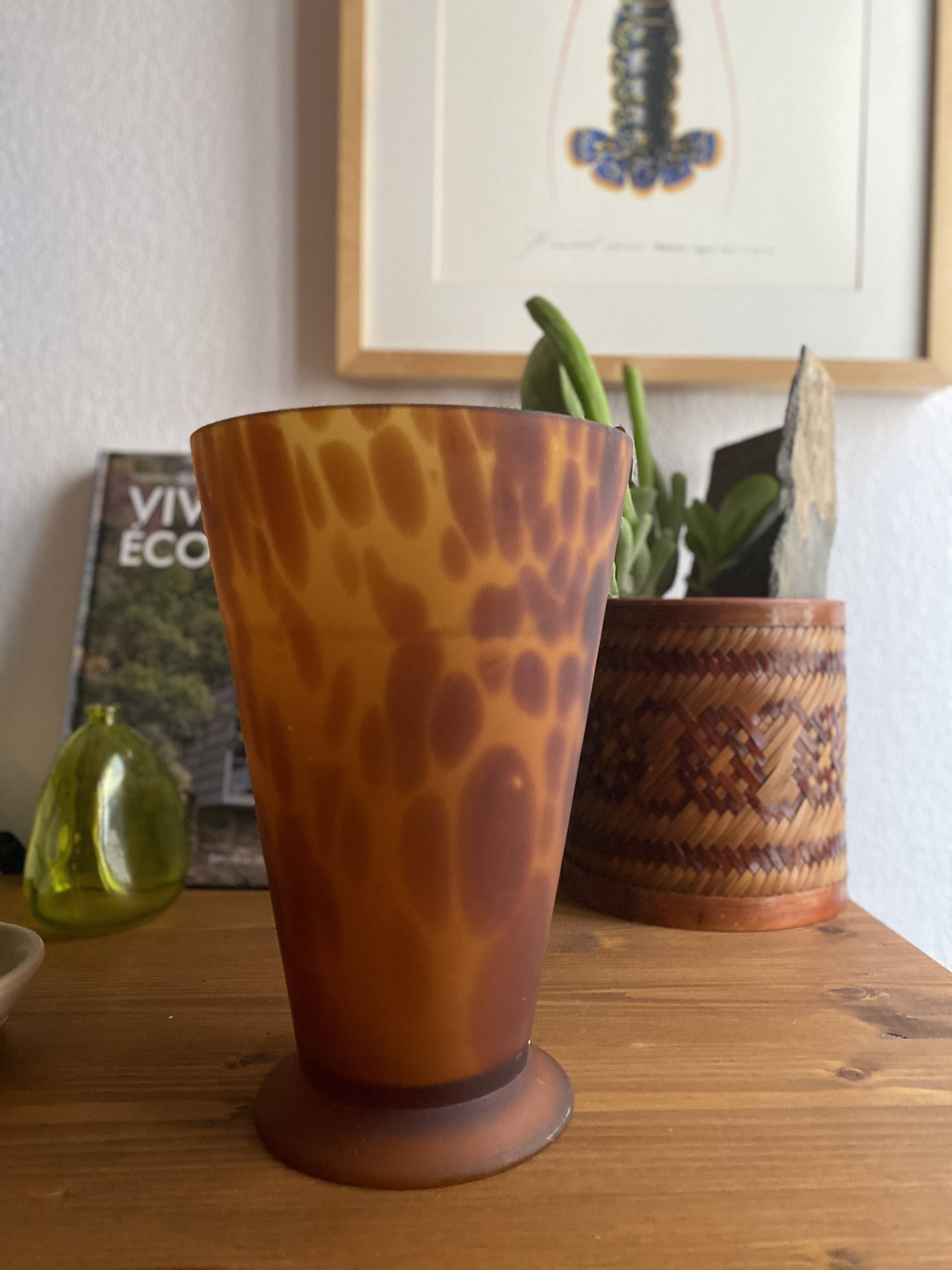 Vase verre soufflé vintage léopard écaille de tortue