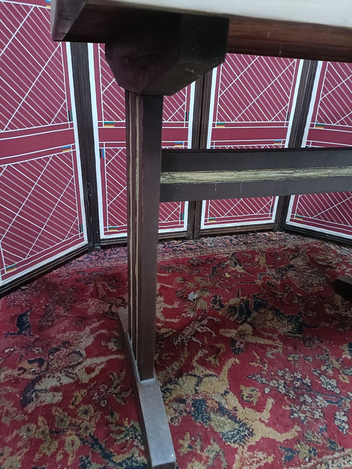 Solid pine bistro table with sanded top, 50s