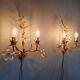 Pair of Italian wall sconces in gilded metal and crystal, 1970s