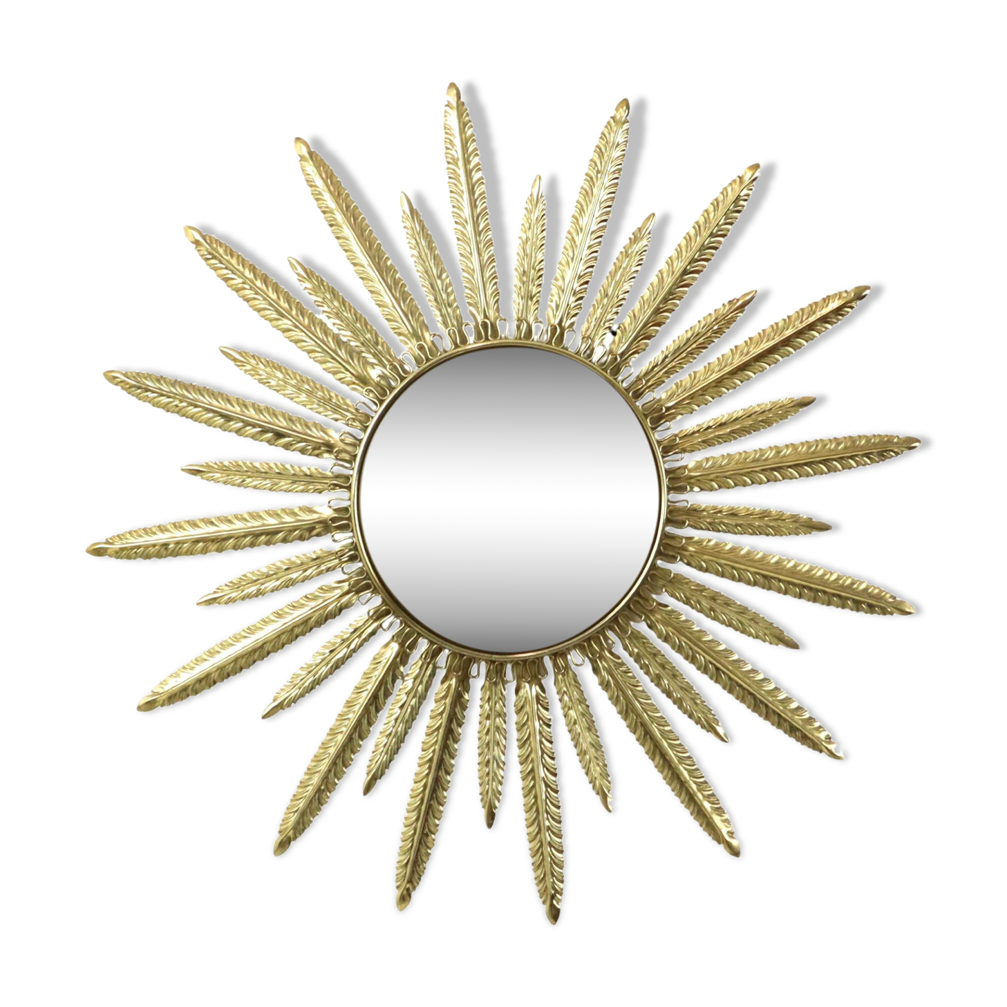 Mid Century Copper Plated Metal Sun Mirror Deknudt Convex 55cm