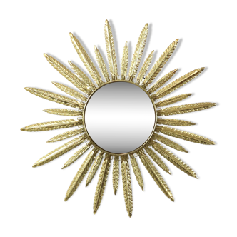 Mid Century Copper Plated Metal Sun Mirror Deknudt Convex 55cm