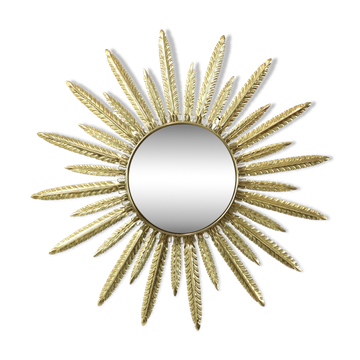 Mid Century Copper Plated Metal Sun Mirror Deknudt Convex 55cm