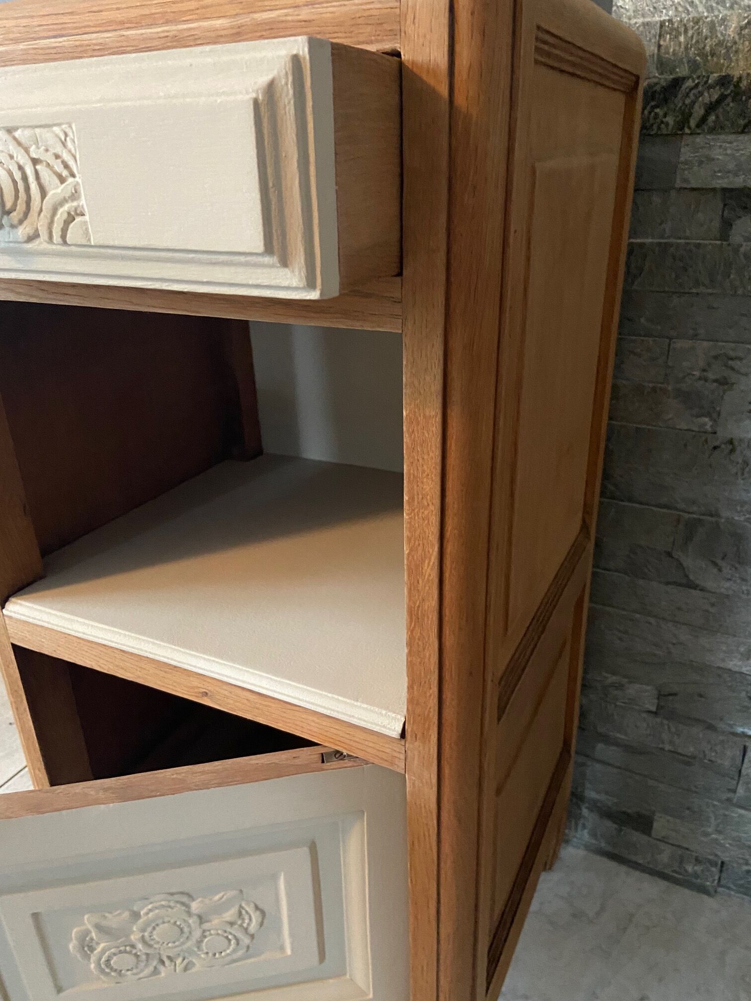 Art Deco bedside, grey marble