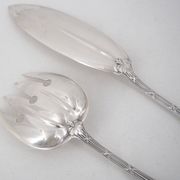Christofle Rubans model Bell service fish cutlery set, silver-plated, 2 pieces.