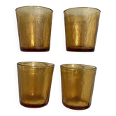Set of 4 amber lever glasses, 1970s
