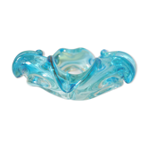Vide poche corolle en verre de Murano bleu azur vintage