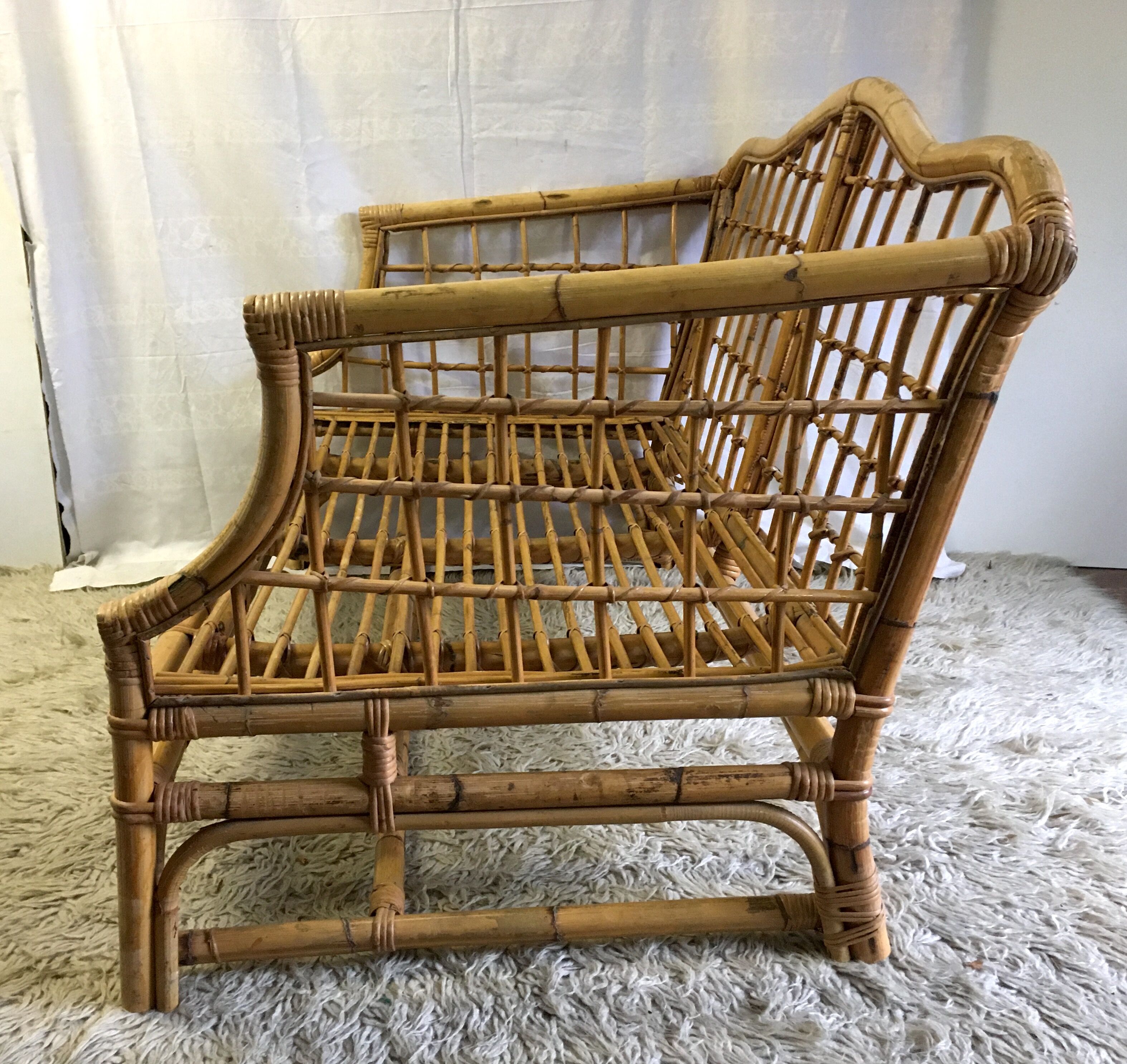 Two-seater rattan sofa - 70s