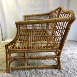 Two-seater rattan sofa - 70s