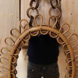 Vintage rattan mirror from Italy attributed to Franco Albini
