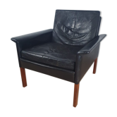 D500 armchair in black leather by Hans Olsen 1960