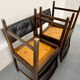 Lot of 6 Scandinavian design chairs in wood and black faux leather an70.