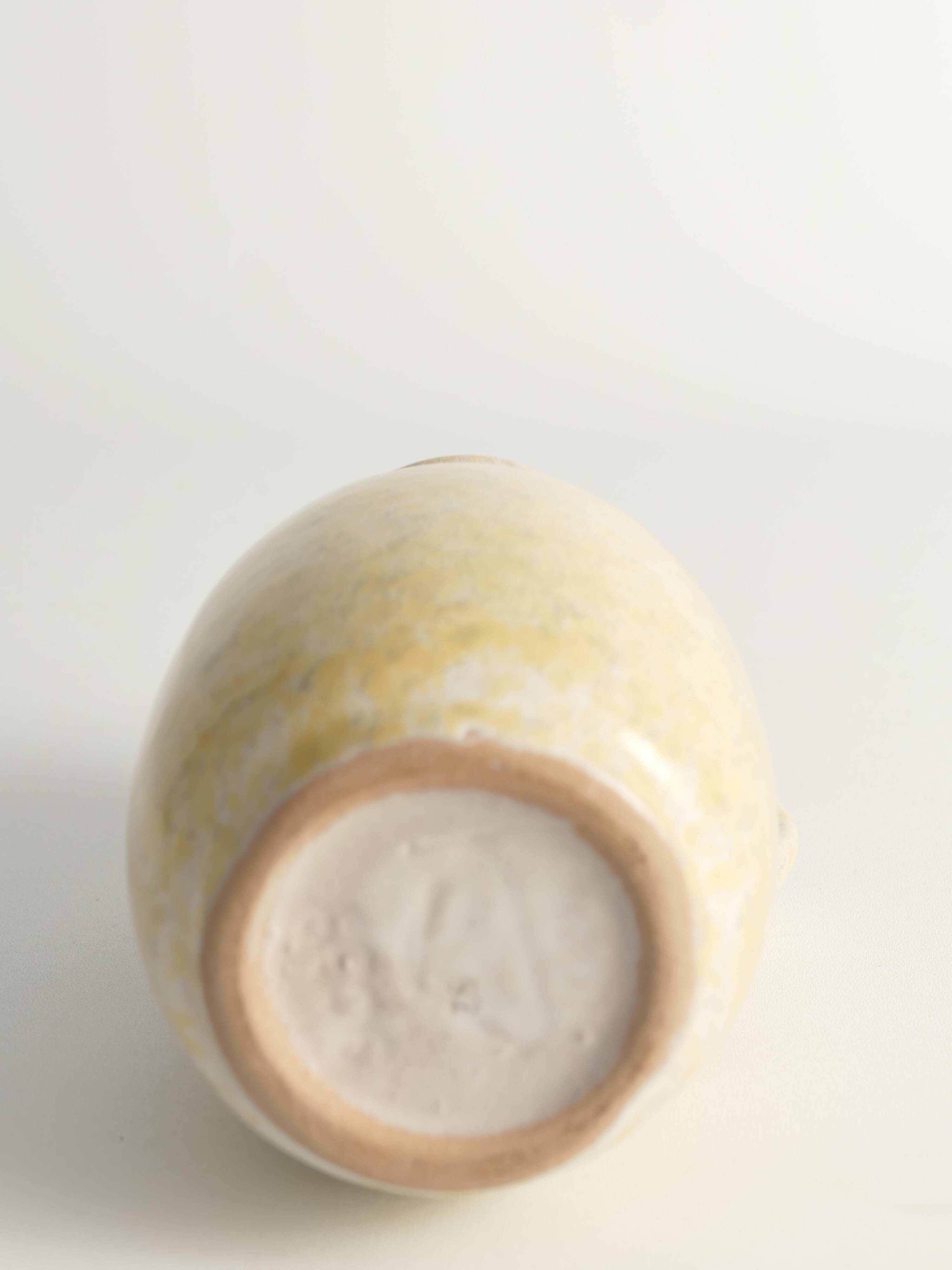 Mid-Century Modern Grey & Yellow Stoneware Vase with Handle by Strehla, Germany