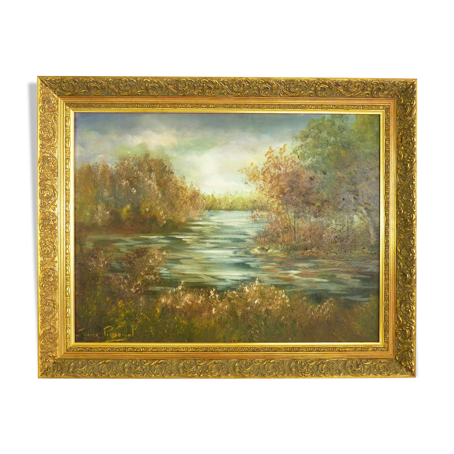 Great oil on canvas by Jeanne Piquemal. Ariegean painter. Year 50 70