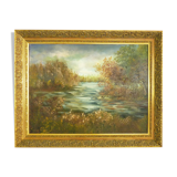 Great oil on canvas by Jeanne Piquemal. Ariegean painter. Year 50 70