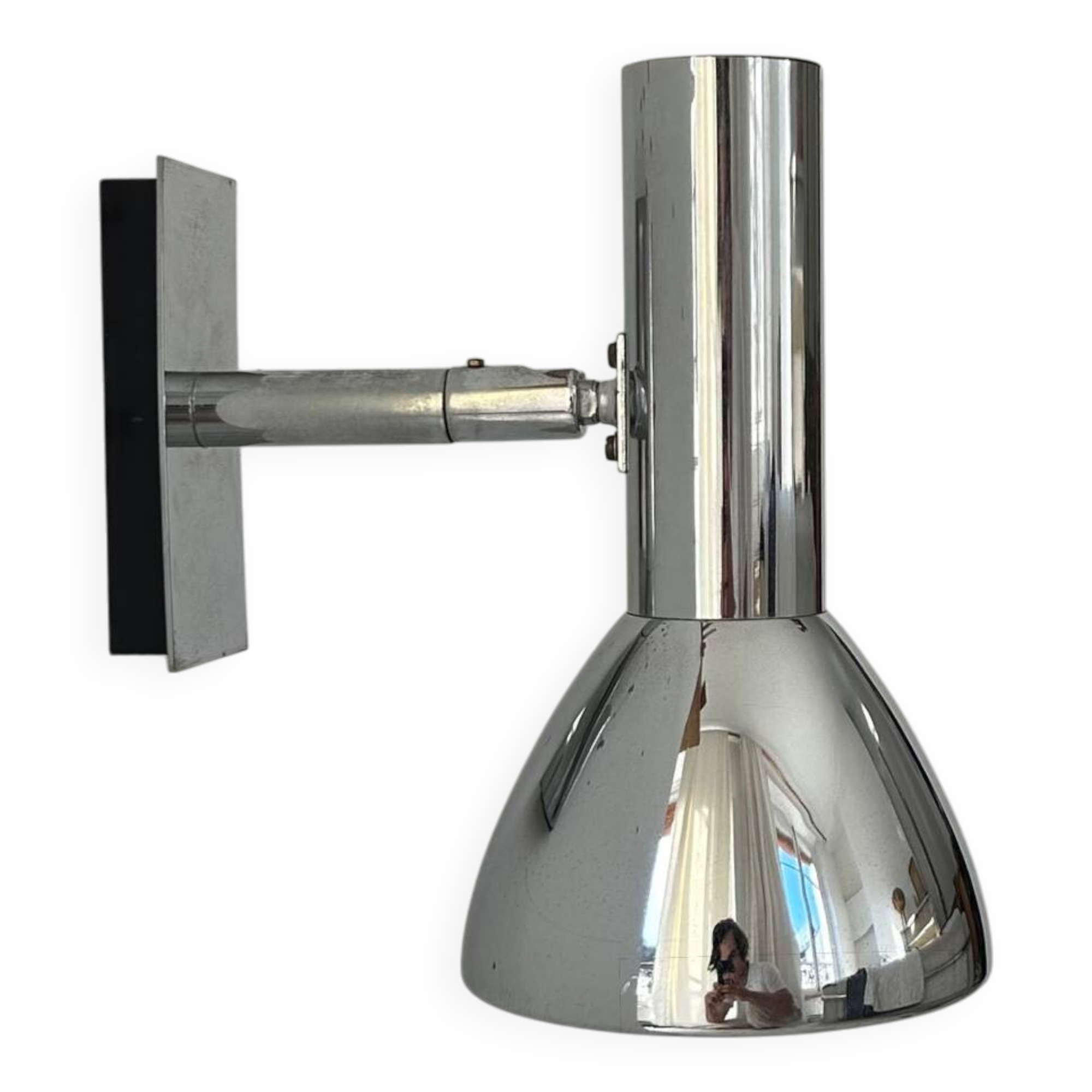 Vintage adjustable wall lamp, chrome-plated metal, France 1970