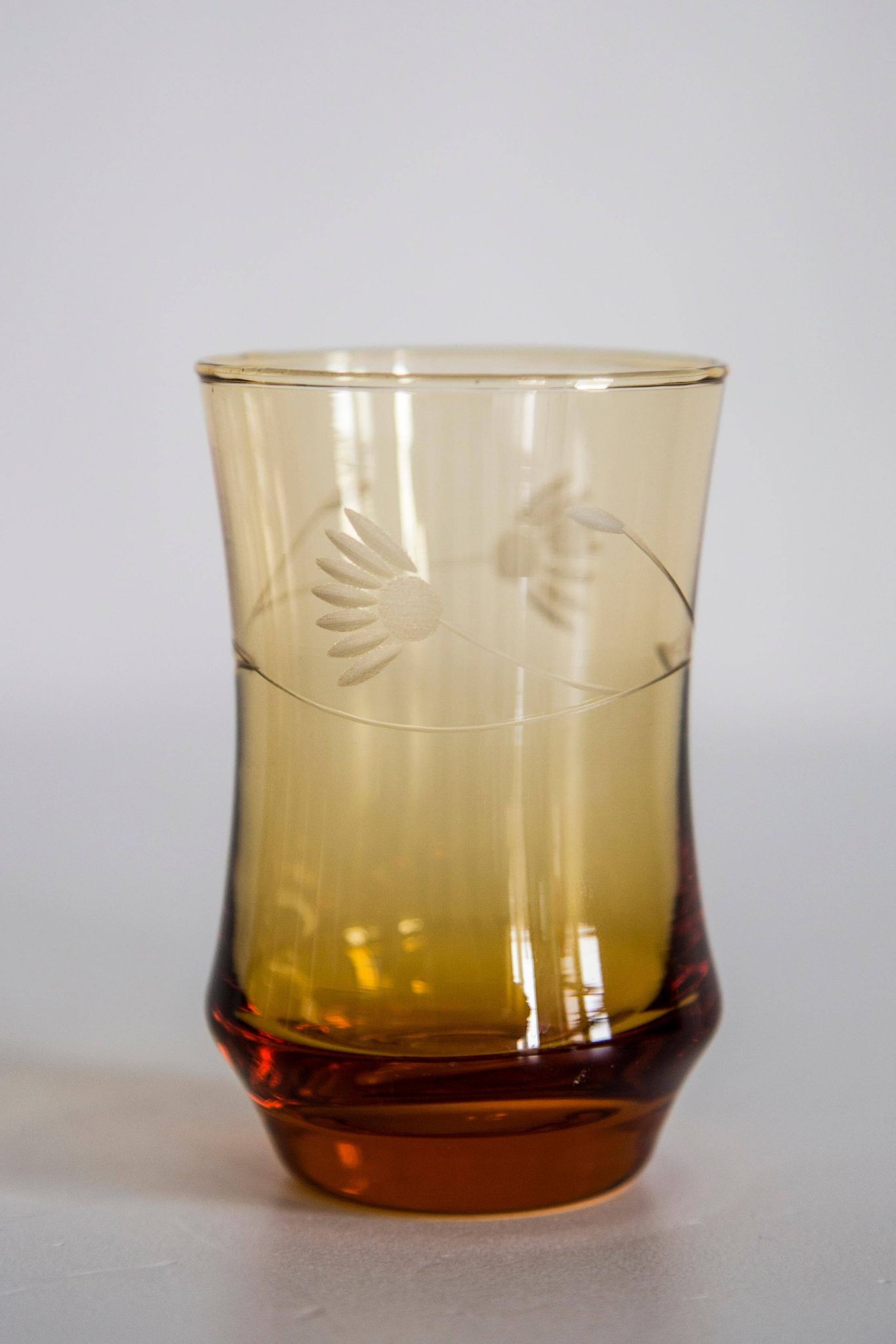 Set of five small yellow glasses from the mid-century, Europe, 1960s.