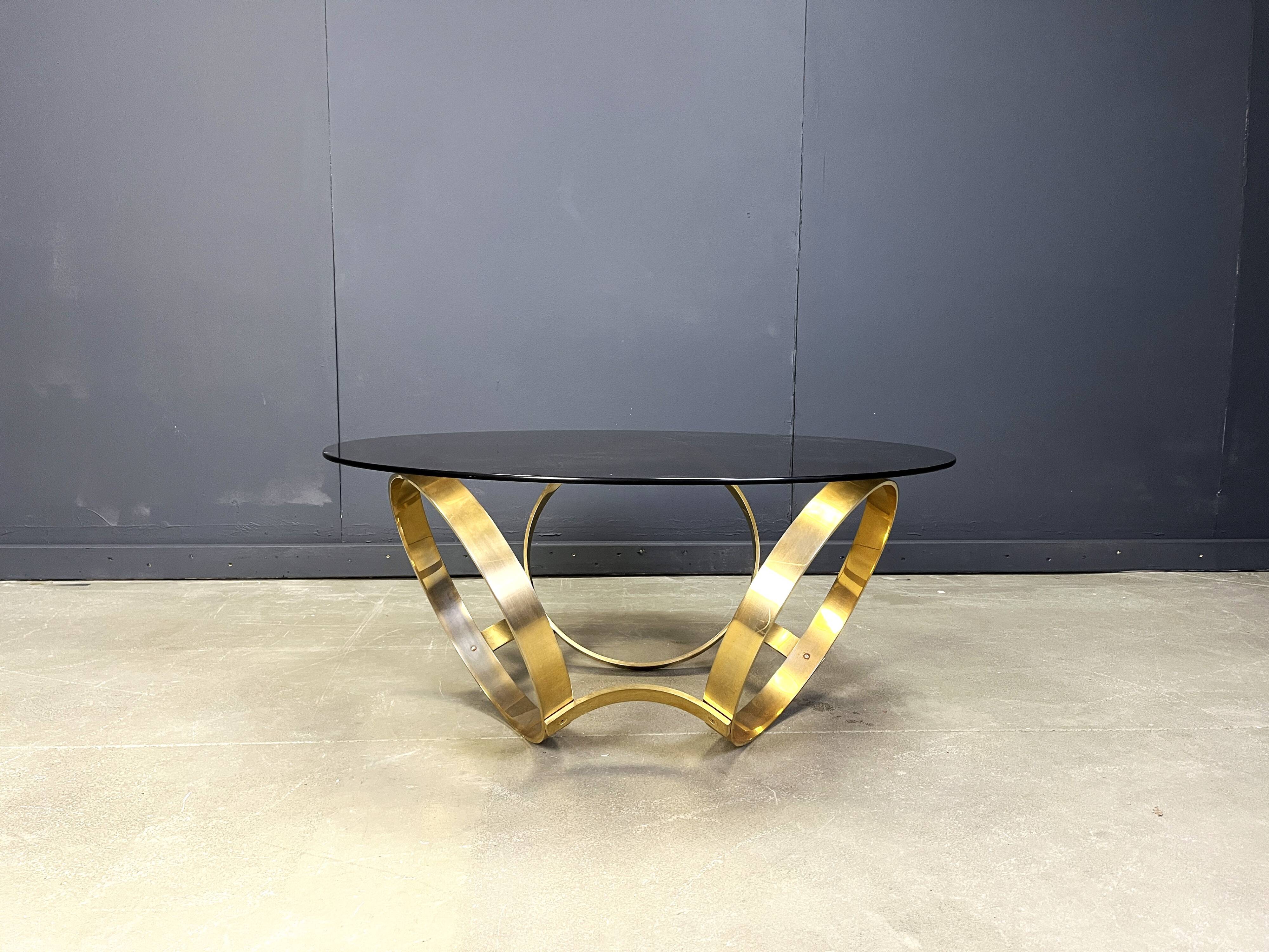 Vintage brass coffee table attributed to Knut Hesterberg, 1970s