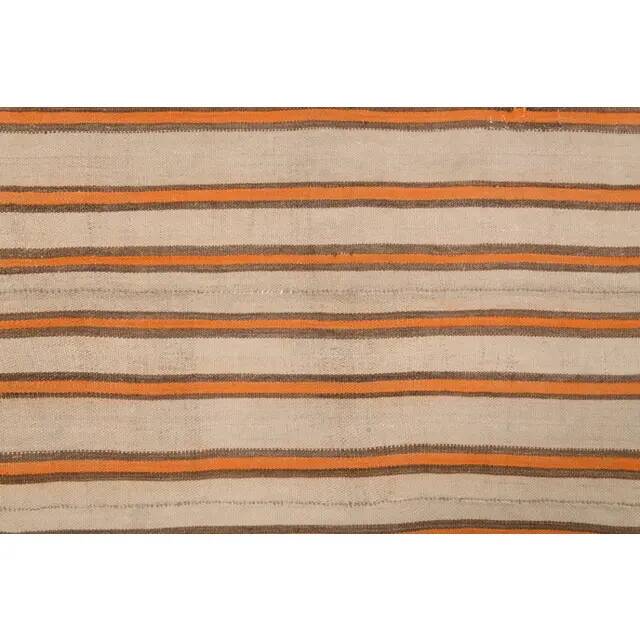 Vintage Turkish Hand-Knotted Wool Cotton Beige Kilim Area Rug 140x184