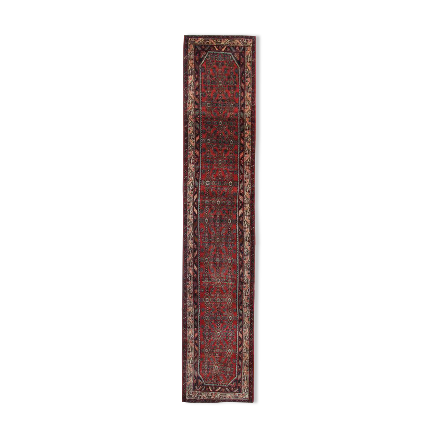 Red Persian runner- Hamadan rug 85x420cm