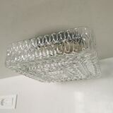 Plafonnier vintage en verre gaufré : éclairage rétro des années 1970