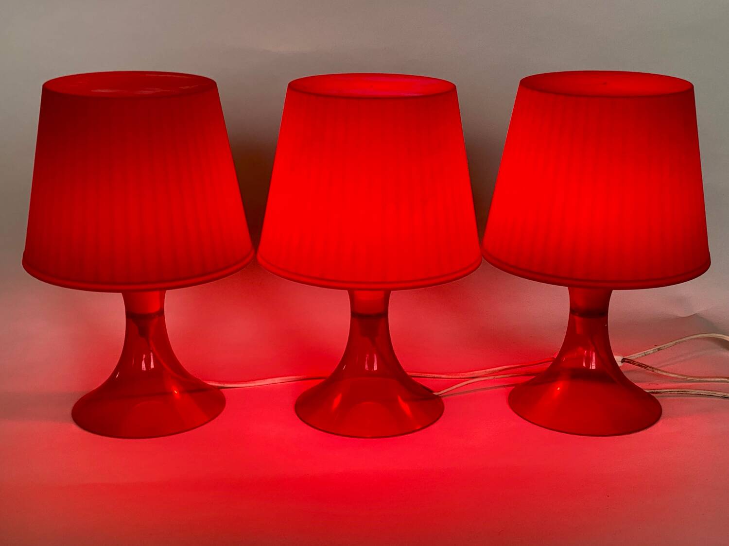 3 Lampes de table vintage ikea lampan rouge / bordeaux.