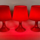 3 Vintage ikea lampan red / burgundy table lamps.