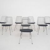 Set of 8 Mid-century wire chairs The Netherlands 1950's