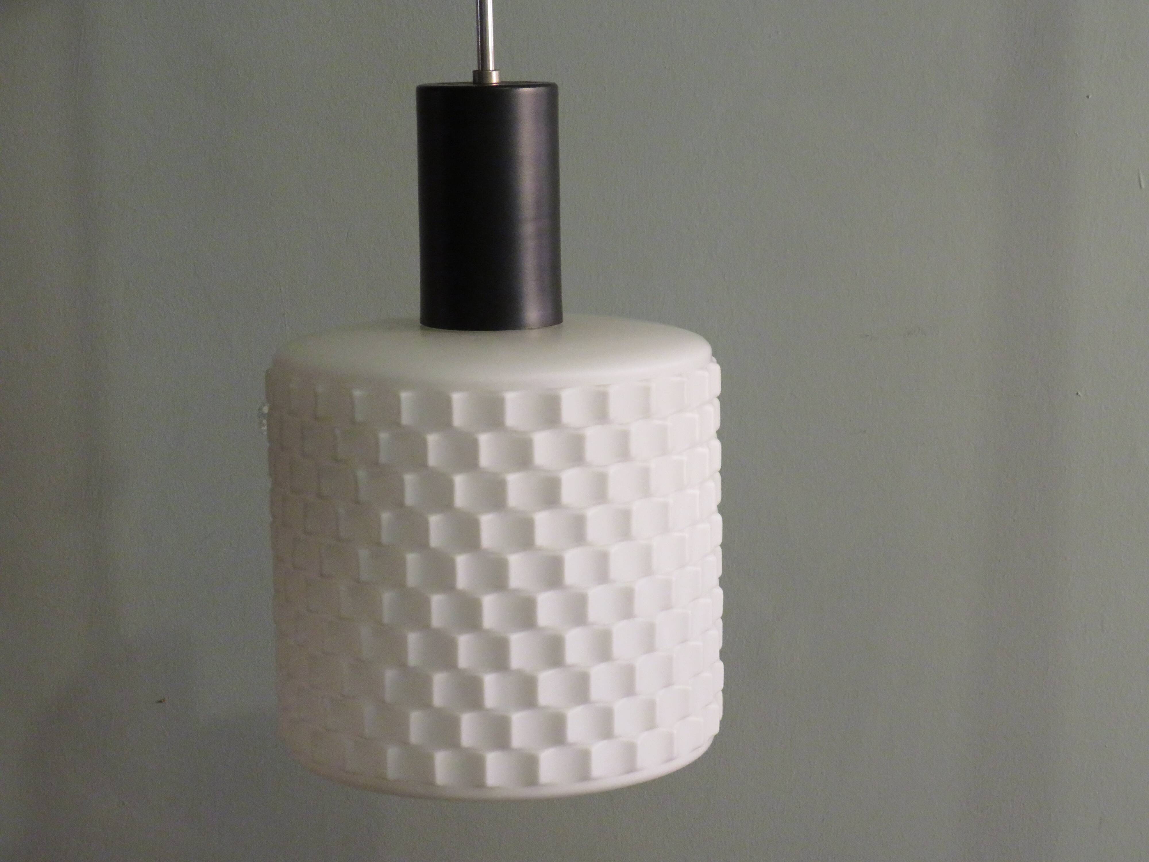 Art-Deco pendant lamp with white frosted glass lampshade from the 1930