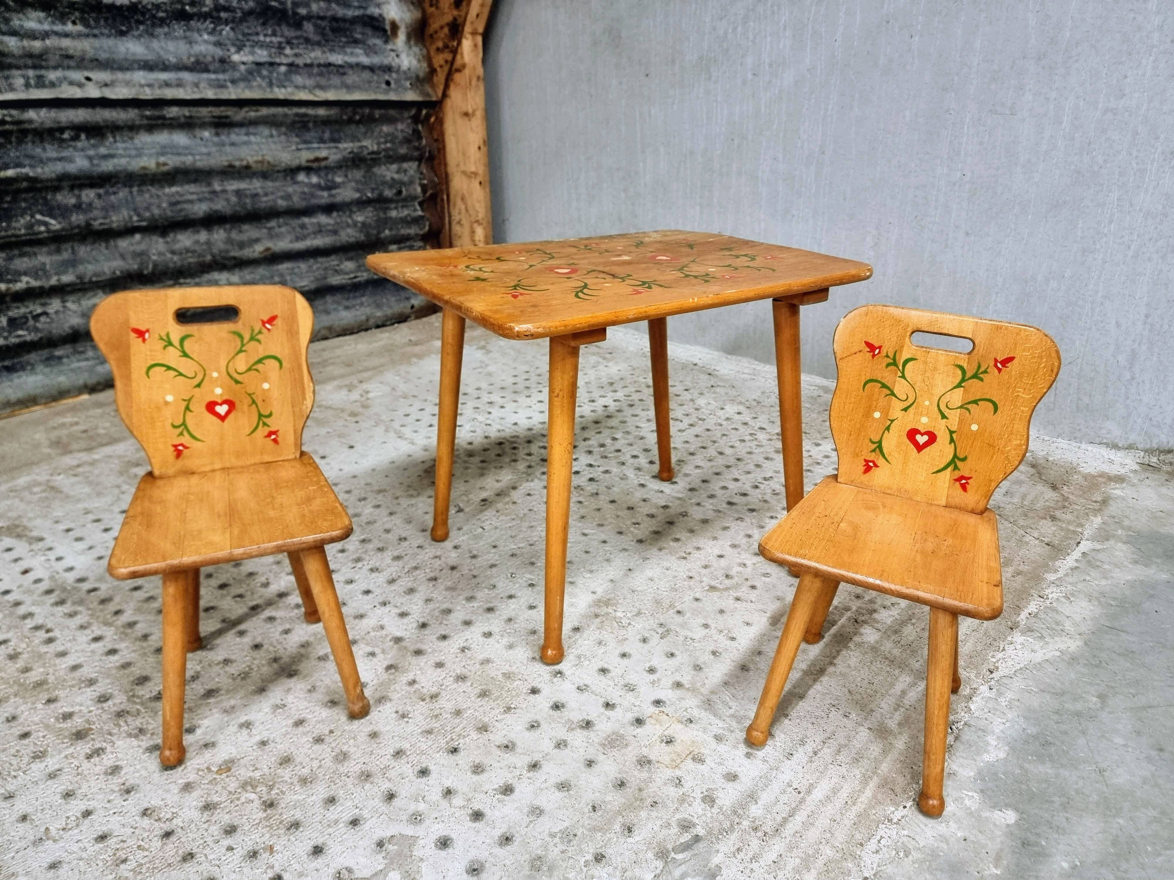 Vintage children's table set beech wood 60s