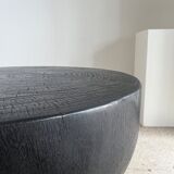 Monoxyl sofa end in black mango tree tripod half-sphere tray h:45 d:44