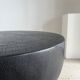 Black mango wood tripod side table with a semi-spherical top, height: 45 cm, diameter: 44 cm.