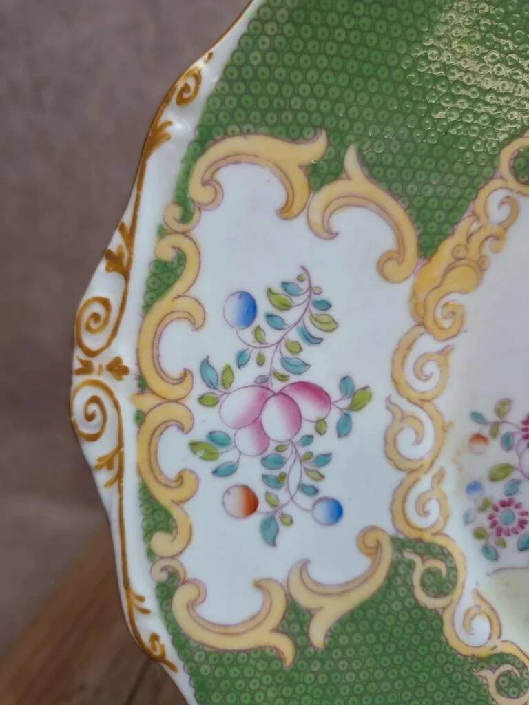 Mintons Green Cockatrice Cake Plate 4863 – Antique English Porcelain