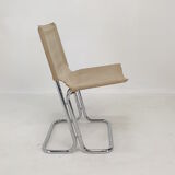 Set of 2 italian canvas and chromed metal chairs, 1970's