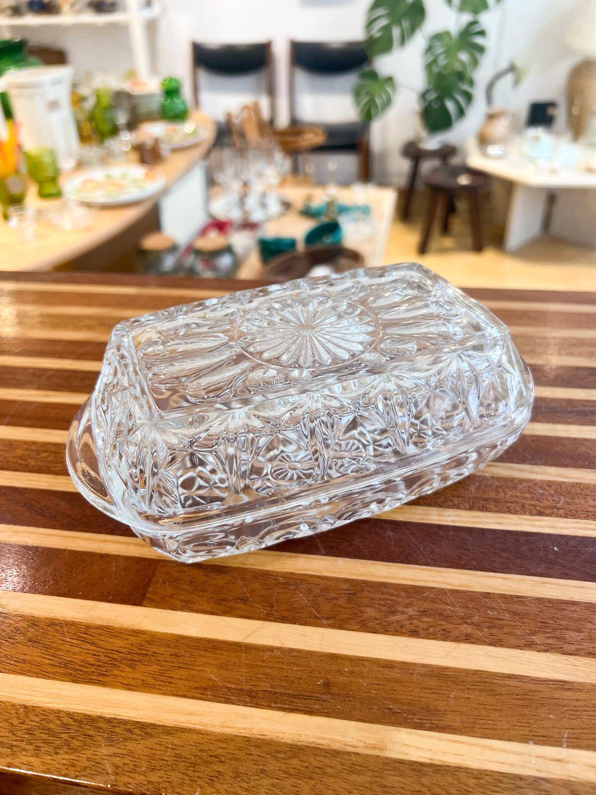 Vintage glass butter dish